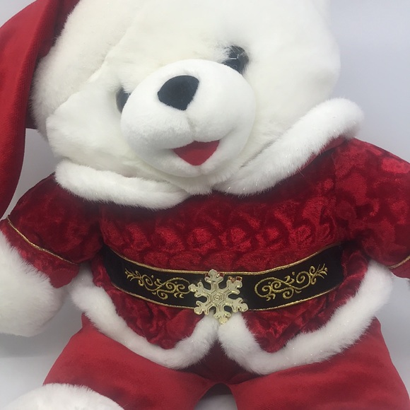 Christmas Plush Snowflake Teddy 2002 Stuffed Animal White Bear - Picture 9 of 9